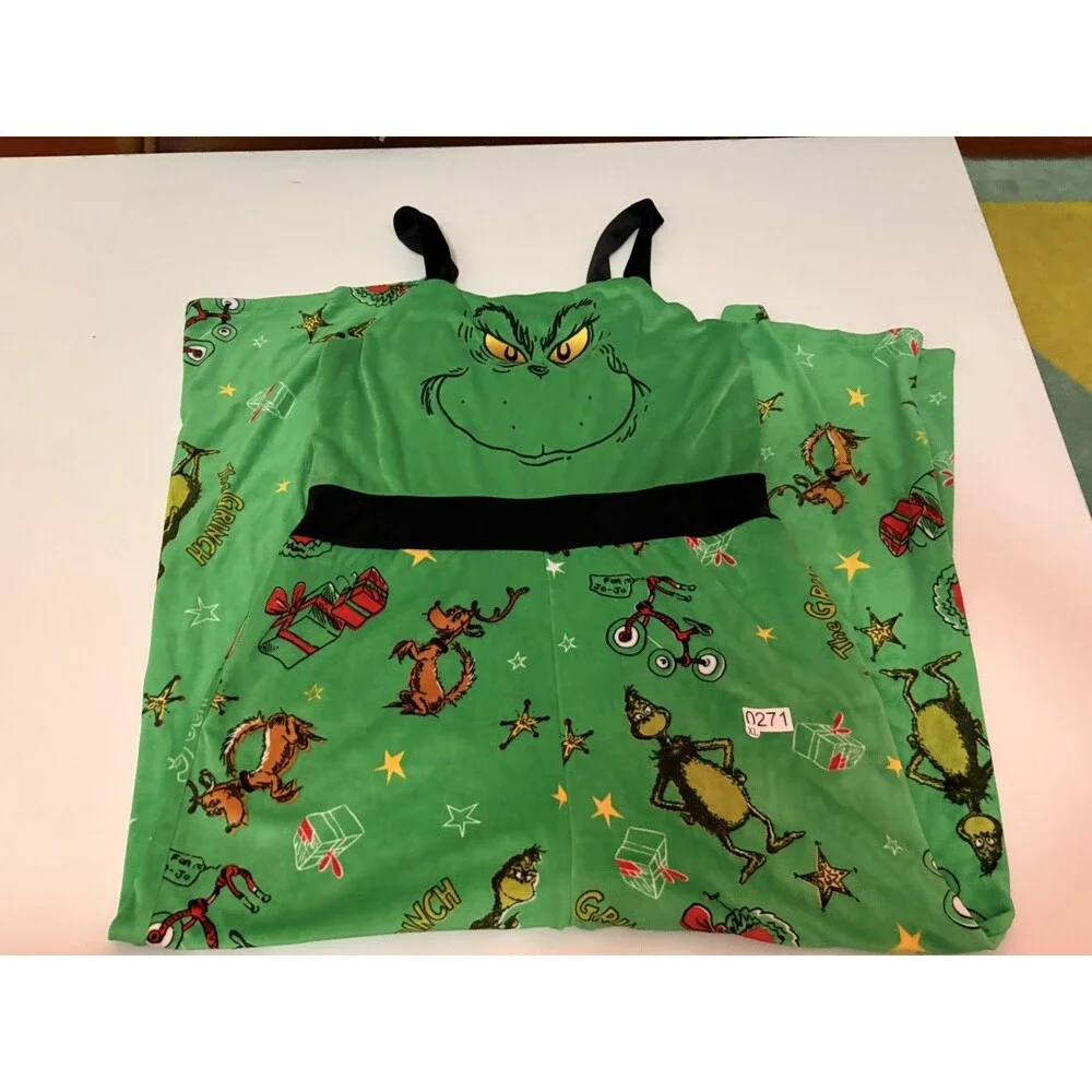 The Grinch Dr. Seuss Velvet Velour One Piece Jumpsuit Outfit Size XL